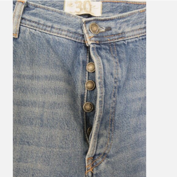 Free People Maggie Mid Rise Straight Leg Distressed Jeans Size 30 Frayed Hem - Picture 5 of 5
